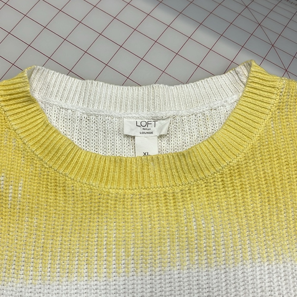 LOFT Casual Boho Cottage Spring Ombre Pastel Cotton Crew Shaker Knit Sweater XL - Picture 10 of 16